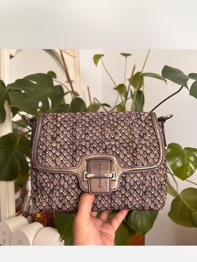 Coach mini Metallic Taupe Snake print Bag